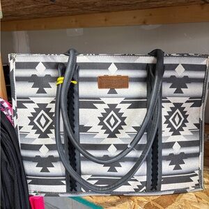 Wrangler Black and Gray Geometric Tote